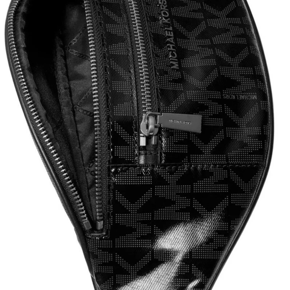 Michael Kors Black MK Logo Leather Belt Bag with Branded Strap - Picture 3 of 4
